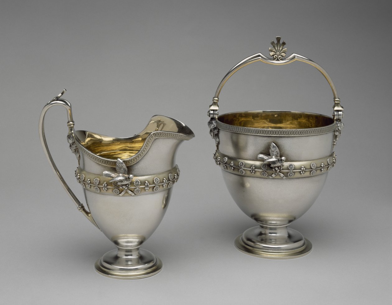 Cesta de creme e cesto de açúcar, c. 1865-1869 (prata e dourado prateado) de Edward Chandler Moore