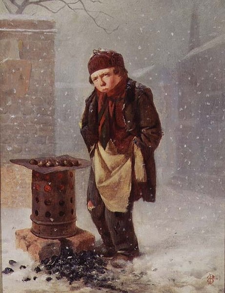 O Vendedor de Castanhas (óleo) de Edward Charles Barnes