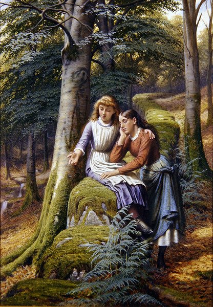 Duas Garotas em uma Paisagem de Edward Charles Barnes