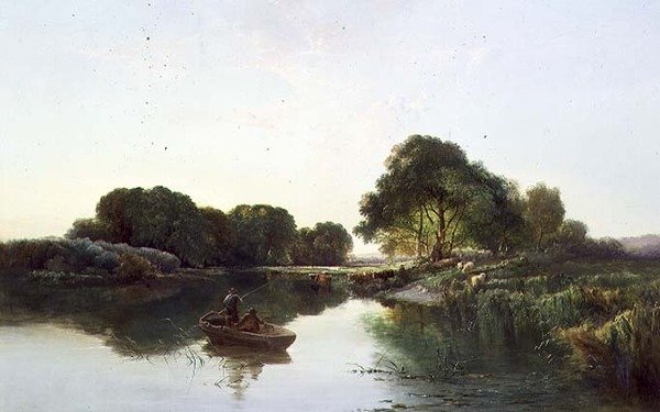 A Paisagem de um rio arborizado de Edward Charles Williams