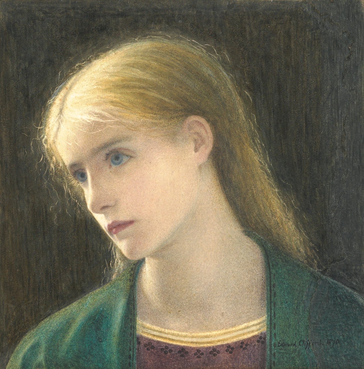 Evelyn Hope, 1870 (wc com riscar) de Edward Clifford
