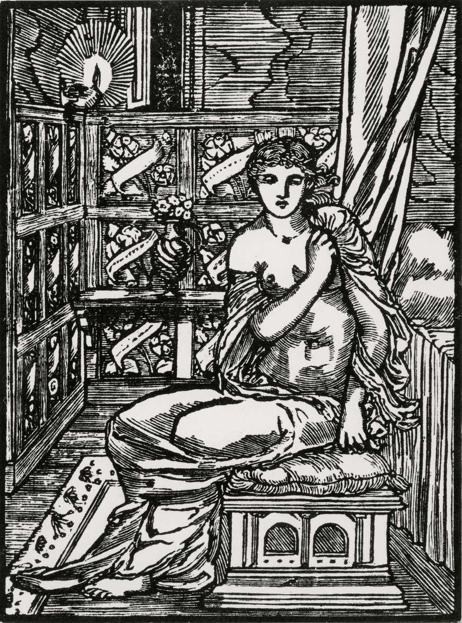 Psiquê esperando o Cupido de Edward Coley (after) Burne Jones
