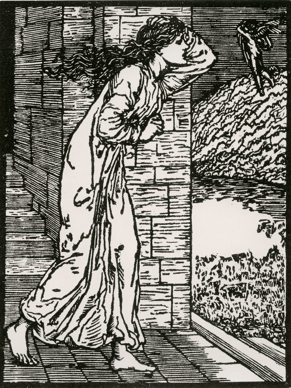 Psique a sair à pressa do Palácio de Edward Coley (after) Burne Jones
