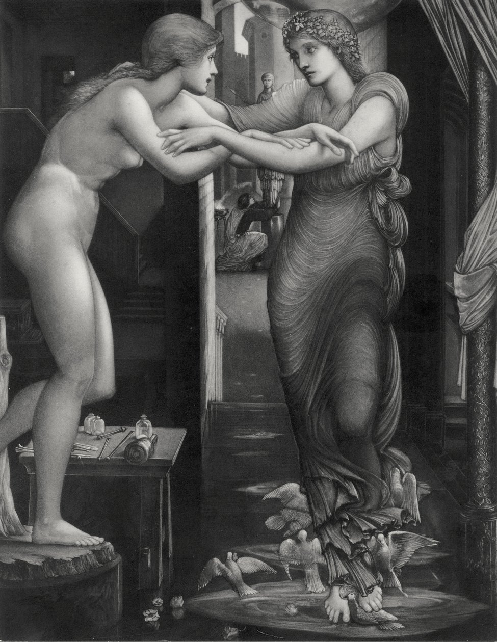 O Nascimento de Galatea, c.1885 (mezzotint em papel indiano assentado) de Edward Coley (after) Burne Jones