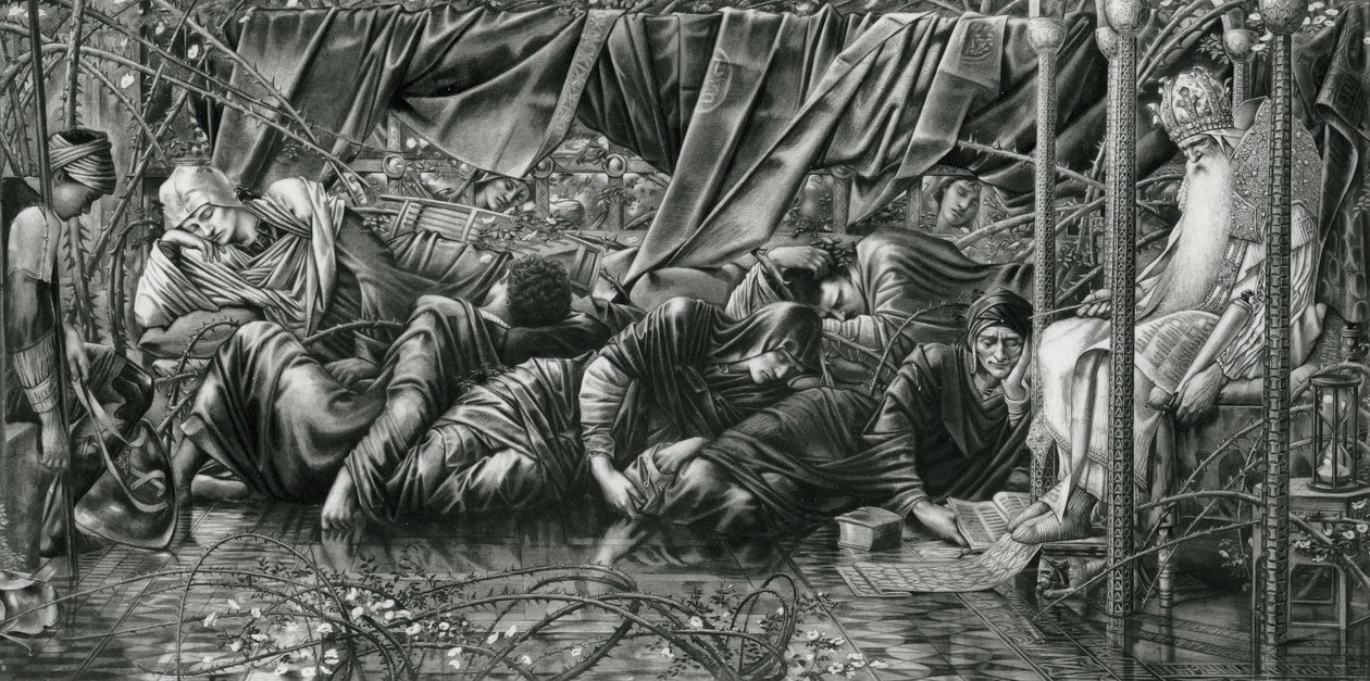 A Câmara do Conselho, de The Briar Rose Series de Edward Coley (after) Burne Jones