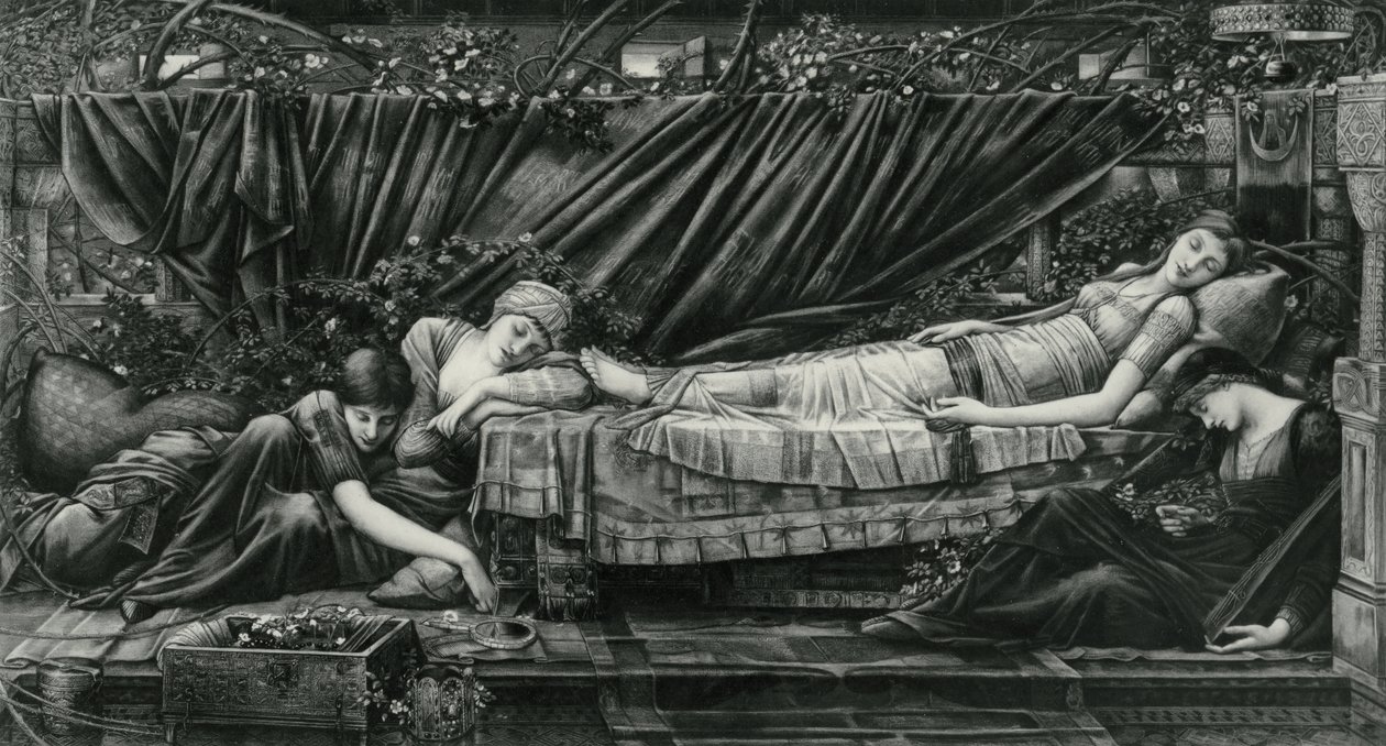 The Rose Bower, da série Briar Rose de Edward Coley (after) Burne Jones