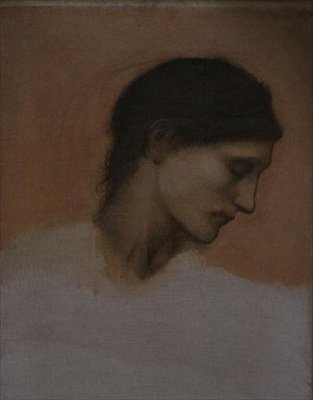 Um estudo da cabeça de uma menina (óleo sobre tela) de Edward Coley Burne Jones