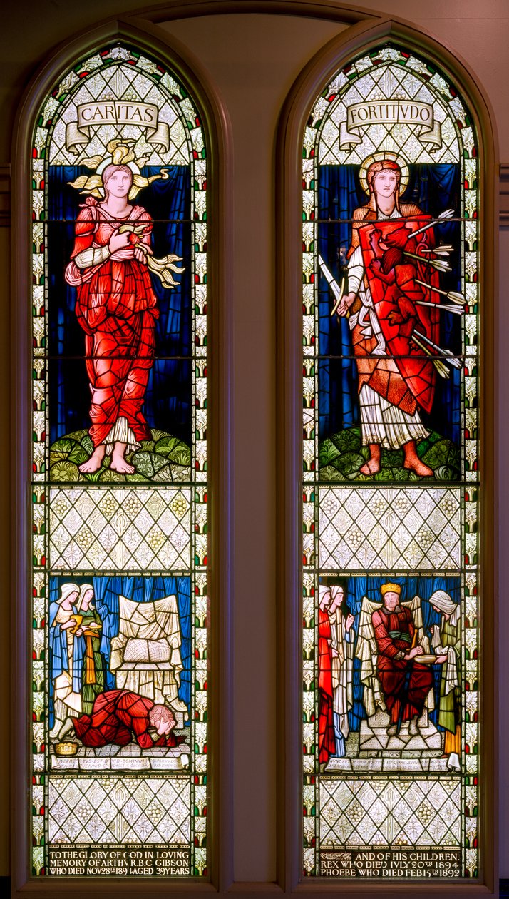 Charity and Fortitude (David Lamentando e David Consoled), c.1896 (vitral) de Edward Burne Jones