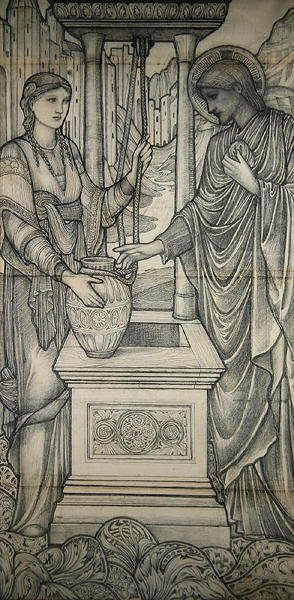 Cristo com a Mulher de Samaria no Poço (lápis) de Edward Coley Burne Jones