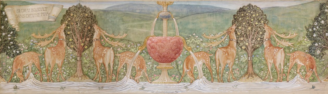 Veado junto a uma fonte de Edward Coley Burne Jones