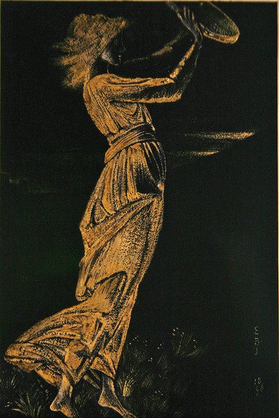 Menina com uma Tamborina de Edward Coley Burne Jones