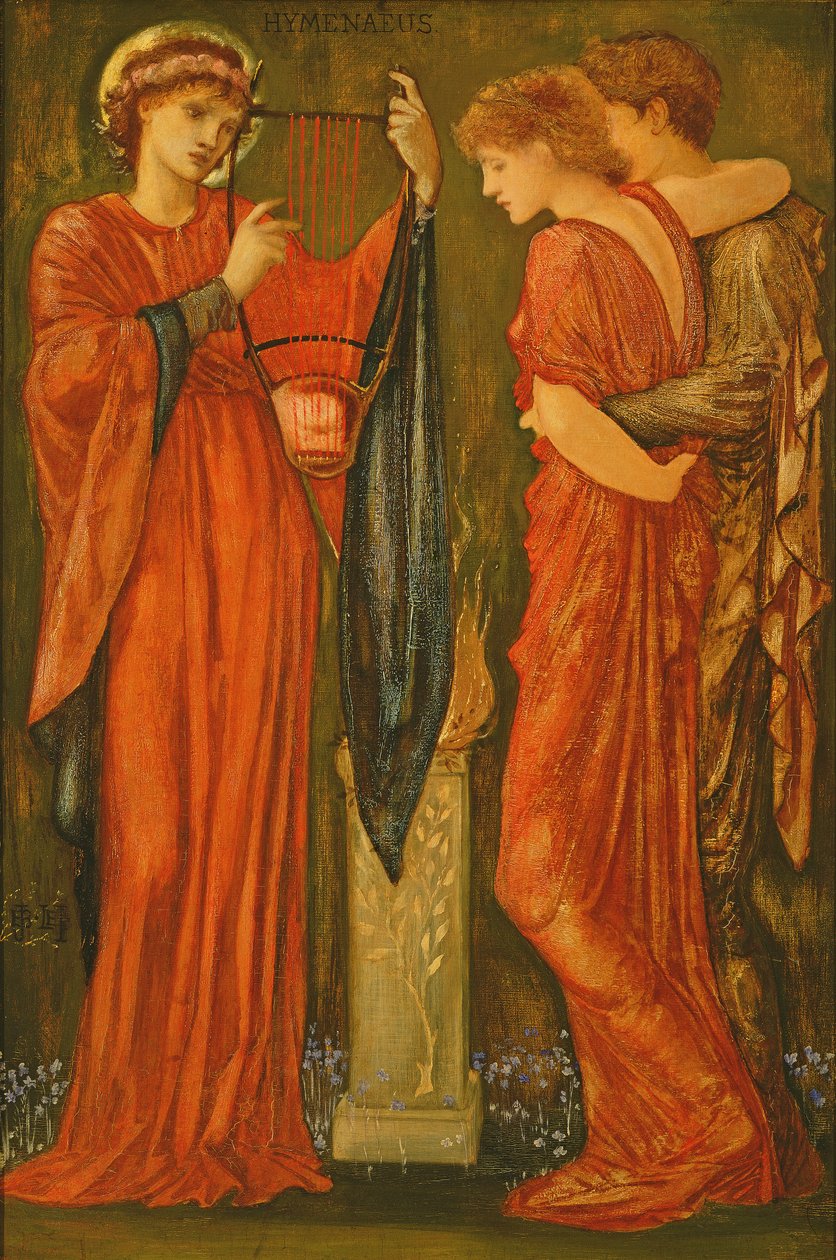 Hymenaeus (óleo e folha de ouro em painel) de Edward Coley Burne Jones