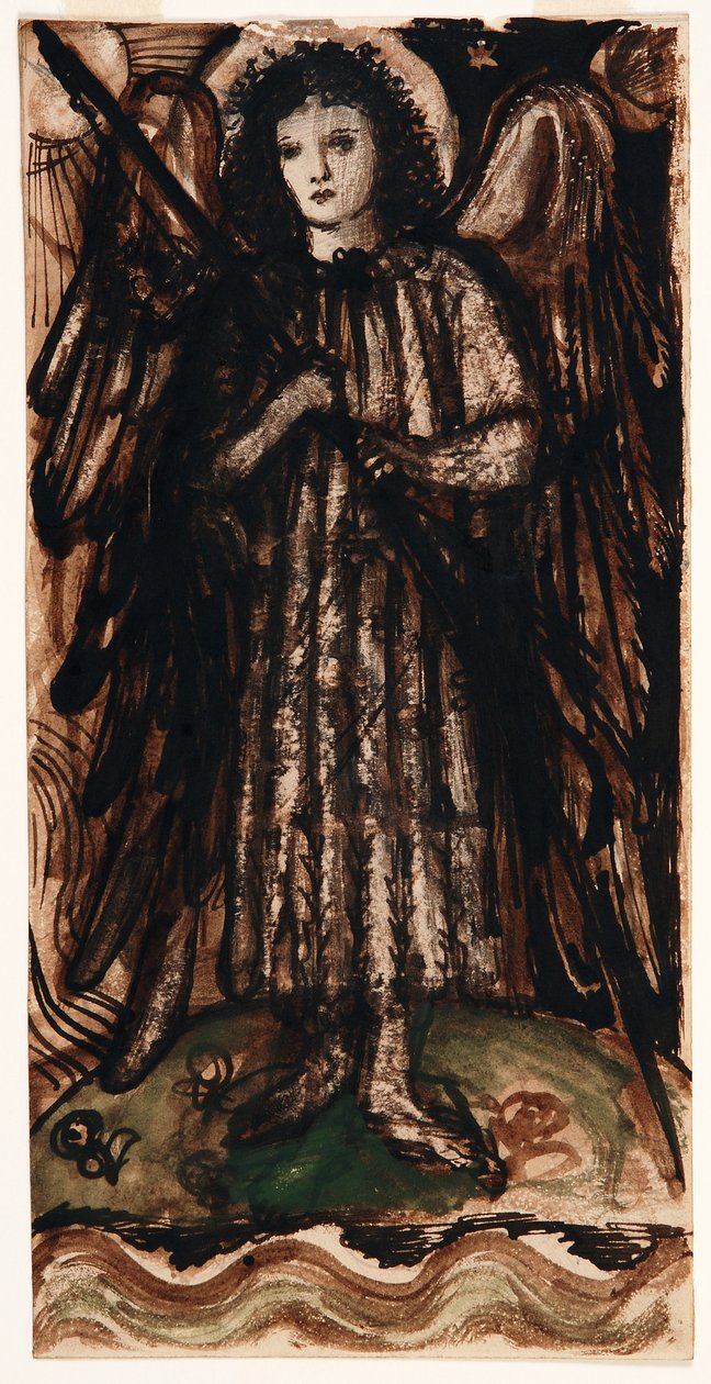 Love Reigning over the Elements, Design for Stained Glass, c.1860-62 (sépia e lavagem sobre papel) de Edward Coley Burne Jones