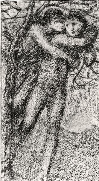 Phyllis e Demophoon, c.1868 (giz rosa) (foto a p/b) (ver 100724) de Edward Coley Burne Jones