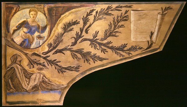 Poeta Musa - papel de tampa de piano (gizes coloridos sobre papel) de Edward Coley Burne Jones