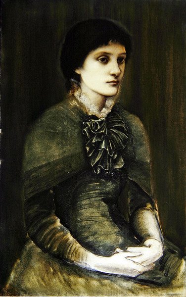 Retrato de uma rapariga com um vestido verde (óleo sobre tela) de Edward Coley Burne Jones