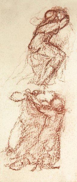 Esboço Prepatory Sketch for Love Among the Ruins (giz vermelho e lápis sobre papel) de Edward Coley Burne Jones