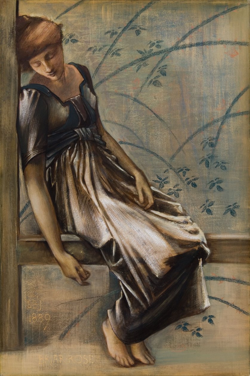 Estudo para a série Briar Rose, The Garden Court de Edward Coley Burne Jones