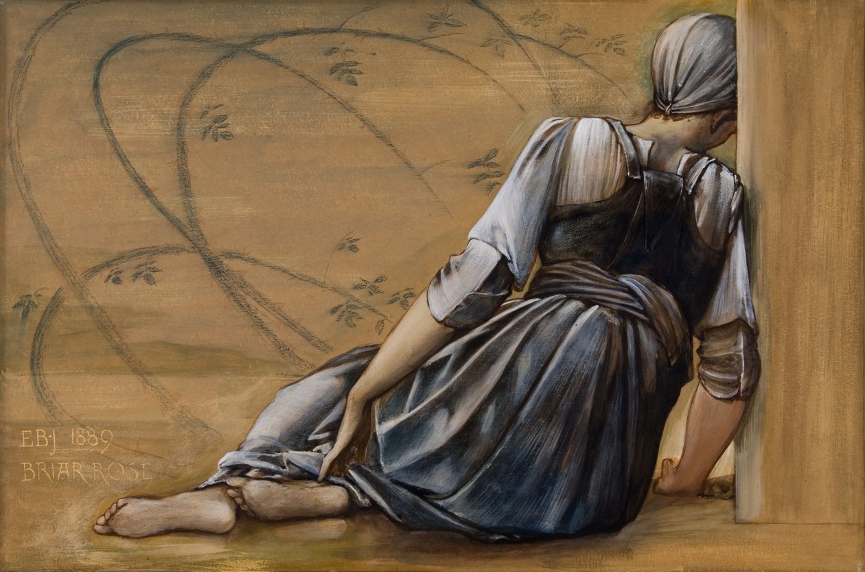 Estudo para a série Briar Rose, The Garden Court de Edward Coley Burne Jones
