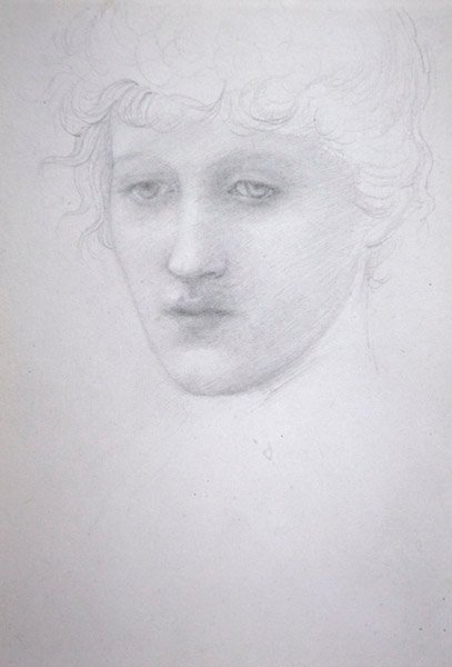 Estudo da cabeça de uma menina - Bessie Keane, c.1896 (lápis sobre papel) de Edward Coley Burne Jones