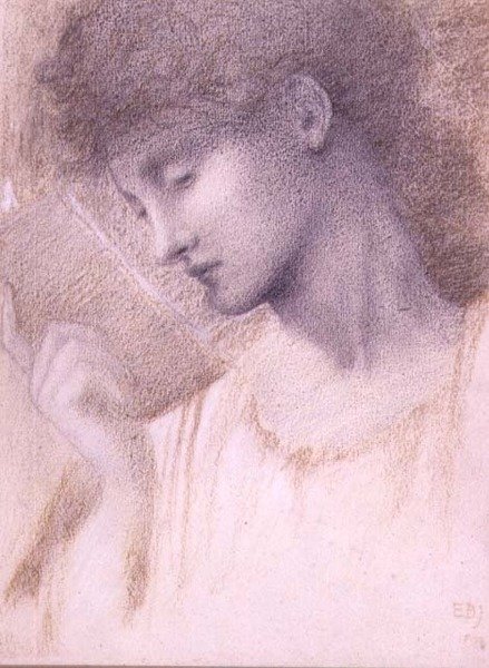 Estudo de uma cabeça (giz sobre papel) de Edward Coley Burne Jones