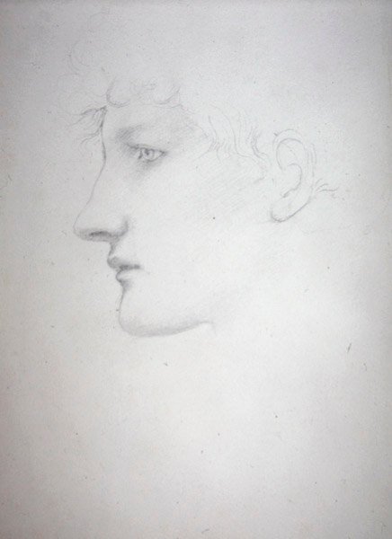 Estudo de uma cabeça - Bessie Keane, c.1893 (lápis sobre papel) de Edward Coley Burne Jones