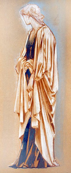 Estudo de uma figura drapeada (guache, tinta e corpinho sobre papel) de Edward Coley Burne Jones