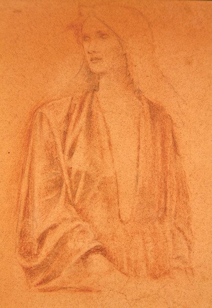 Estudo de uma menina (lápis sobre papel) de Edward Coley Burne Jones