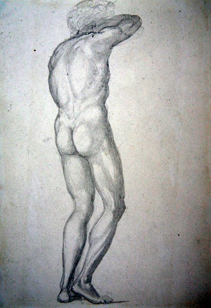 Estudo de um nu de pé, c.1873 (lápis sobre papel) de Edward Coley Burne Jones