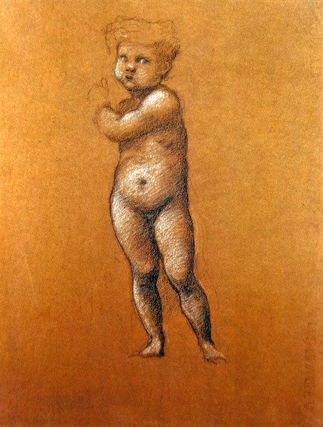 Estudo da figura do menino "Caim" ou "Abel" para os mosaicos da Igreja americana em Roma de Edward Coley Burne Jones