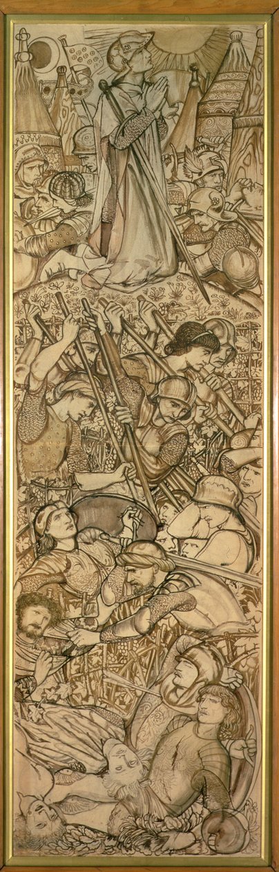 A Batalha de Bete-Horom - Josué ordena que o Sol e a Lua fiquem parados de Edward Coley Burne-Jones