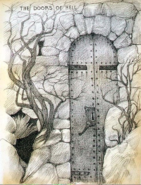 As Portas do Inferno (lápis sobre papel) de Edward Coley Burne Jones