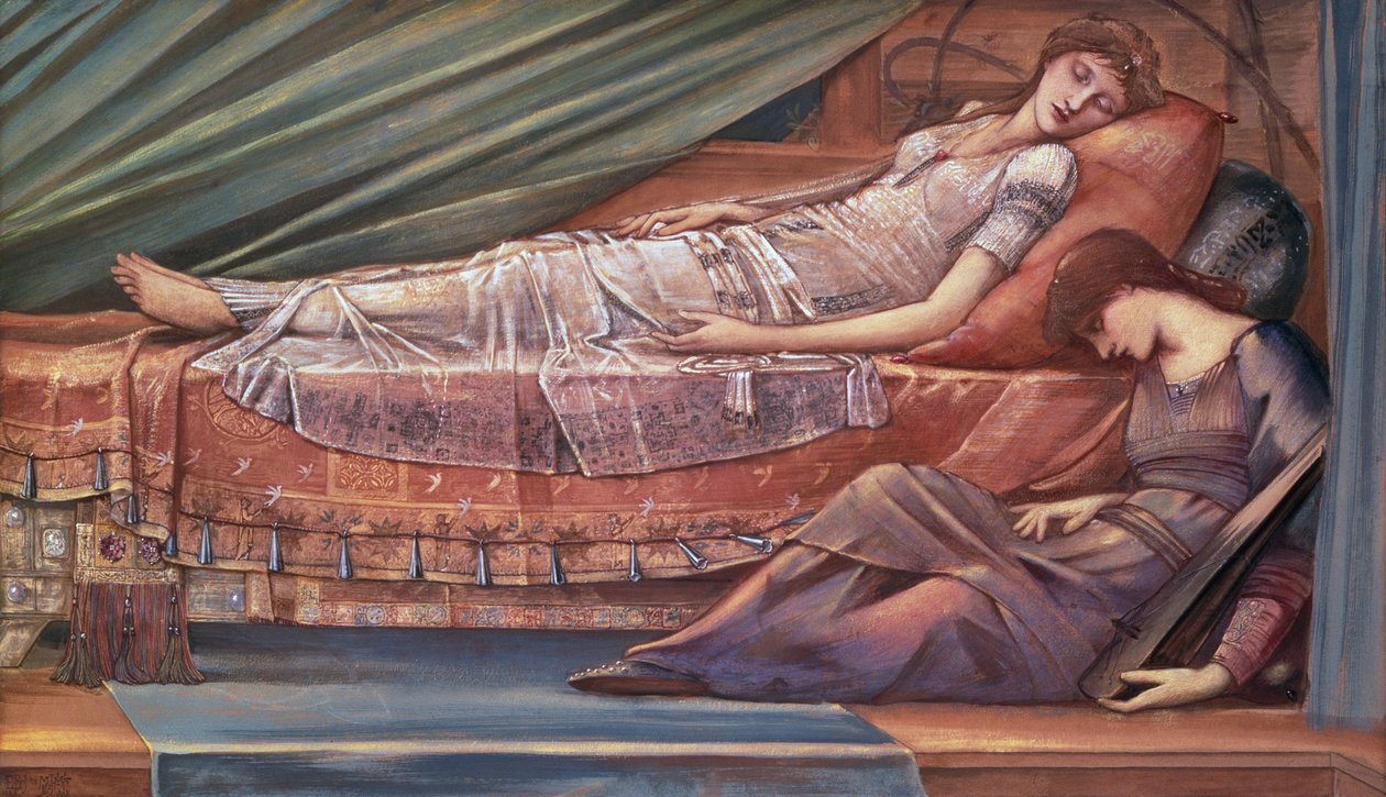 A Princesa Adormecida (óleo sobre tela) de Edward Coley Burne Jones