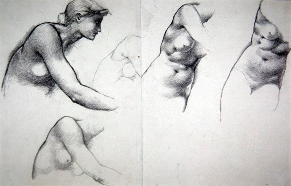 The Tree of Forgiveness - Estudo para a figura de Phyllis, c.1882 (lápis sobre papel) de Edward Coley Burne Jones