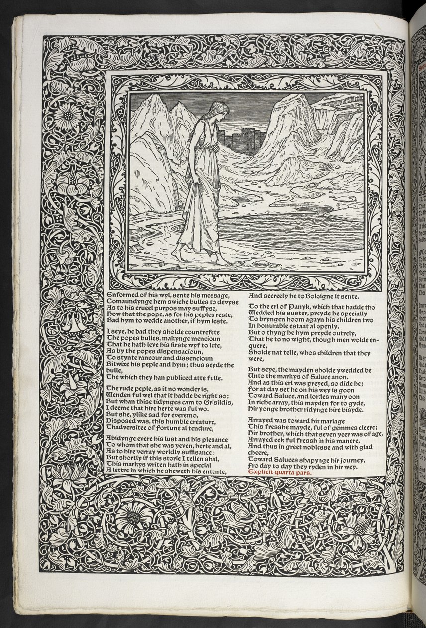 "As Obras de Geoffrey Chaucer agora impressas com imagens desenhadas por Sir Edward Burne-Jones de Edward Coley Burne Jones