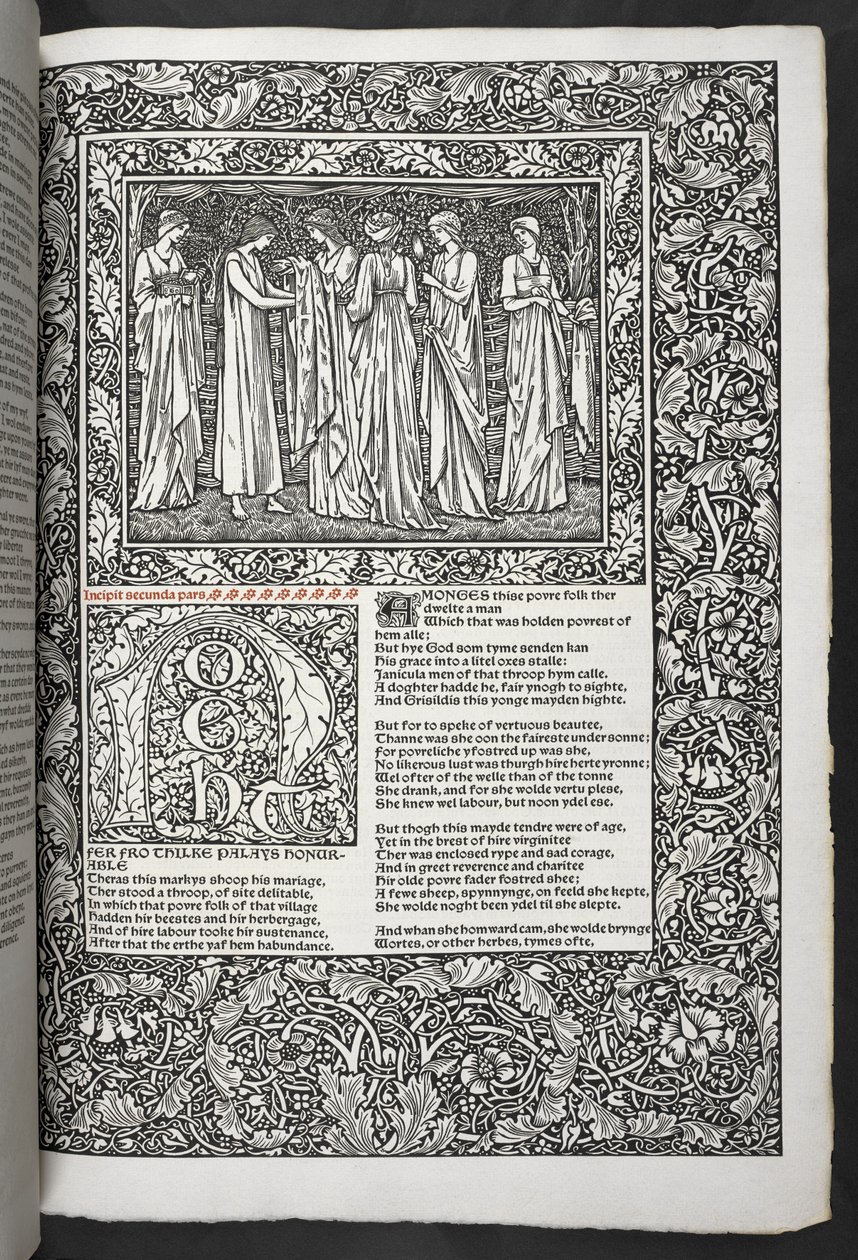 "As Obras de Geoffrey Chaucer agora impressas com imagens desenhadas por Sir Edward Burne-Jones de Edward Coley Burne Jones
