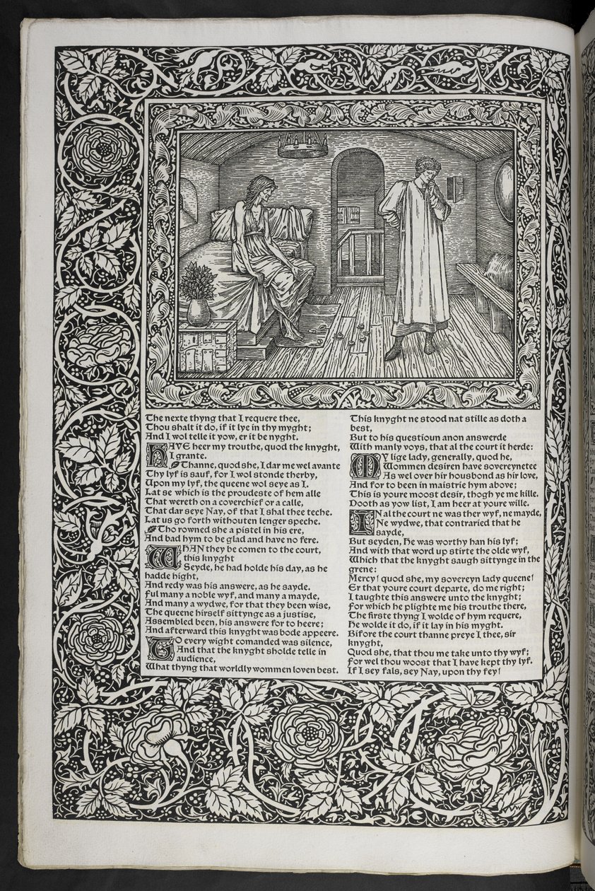 "As Obras de Geoffrey Chaucer agora impressas com imagens desenhadas por Sir Edward Burne-Jones de Edward Coley Burne Jones