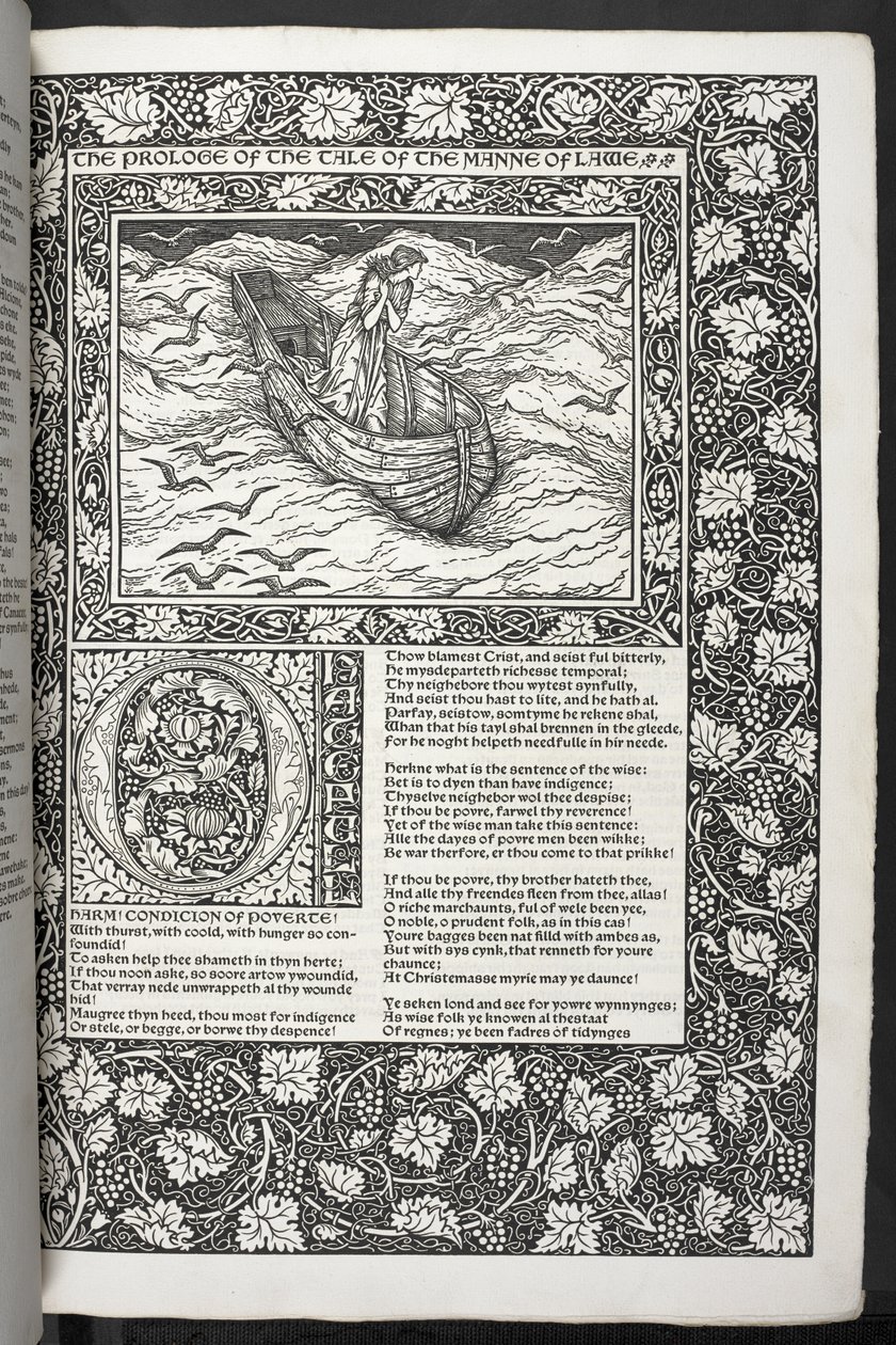 "As Obras de Geoffrey Chaucer agora impressas com imagens desenhadas por Sir Edward Burne-Jones de Edward Coley Burne Jones