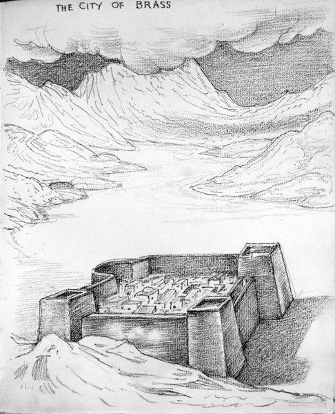 A cidade de Latão (lápis sobre papel) de Edward Coley Burne Jones