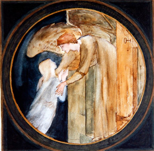 Bem-vindo à Casa (aguarela e lápis sobre papel) de Edward Coley Burne Jones