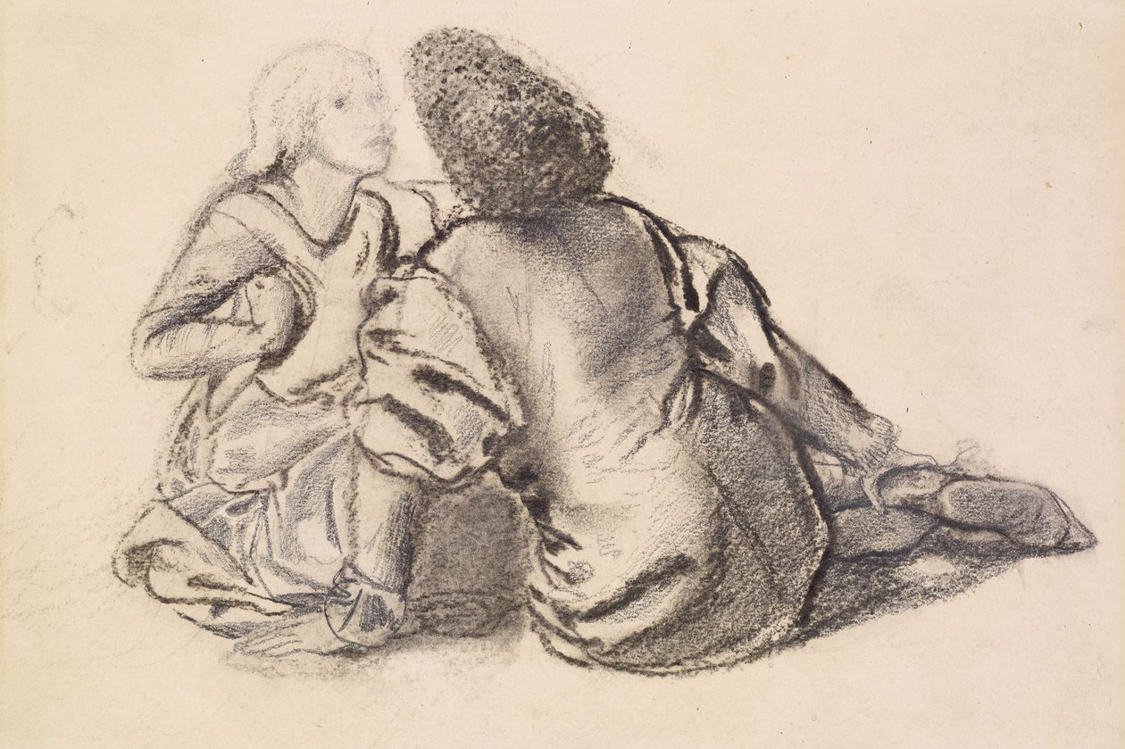 Um Idyll (carvão vegetal sobre papel) de Edward Burne Jones