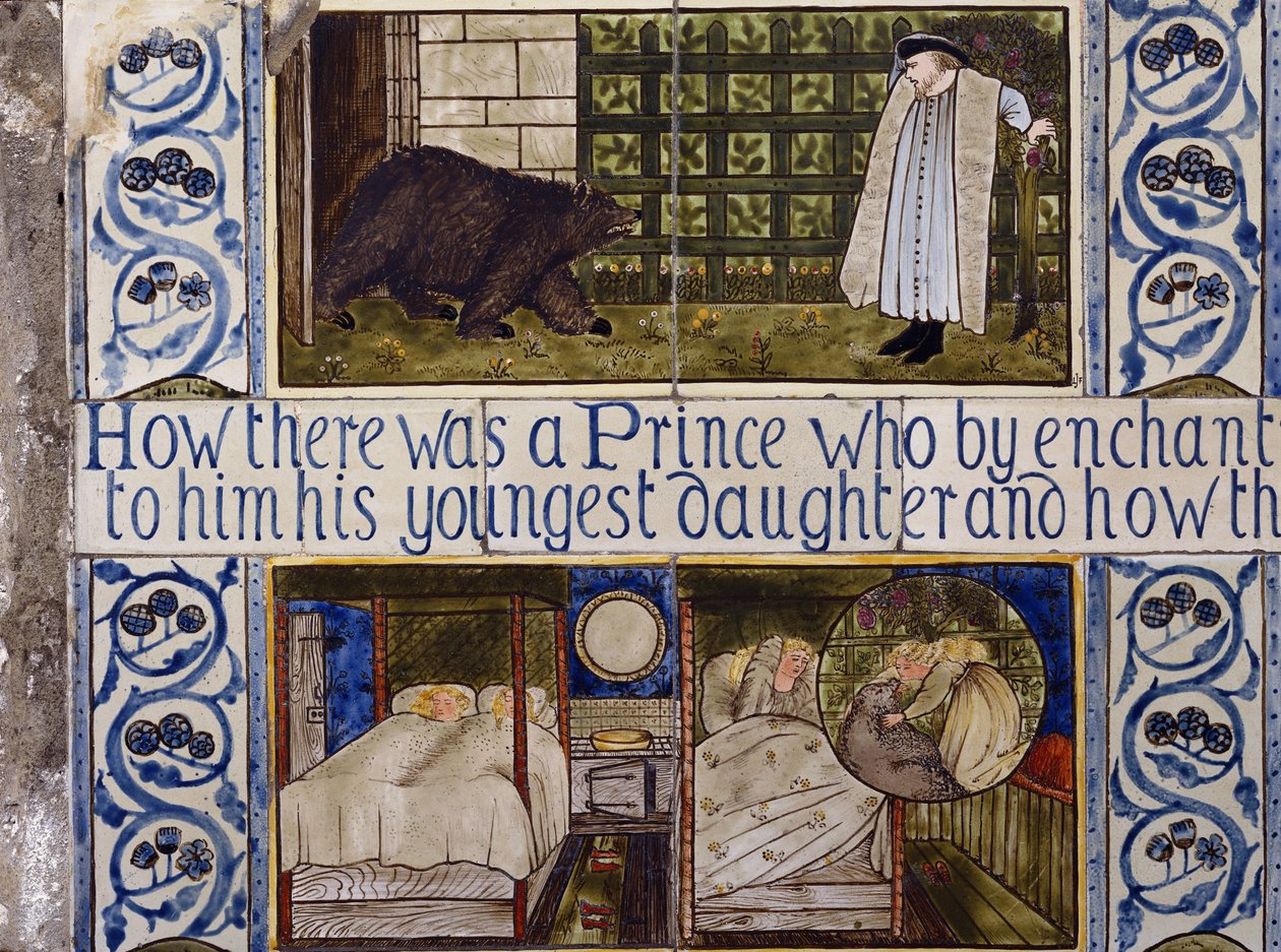 Painel de azulejos da Bela e a Fera, Morris, Marshall, Faulkner & Co., c.1867 de Edward Burne Jones