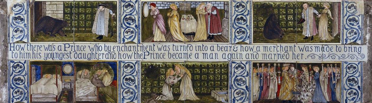 Painel de azulejos da Bela e a Fera, Morris, Marshall, Faulkner & Co., c.1867 de Edward Burne Jones