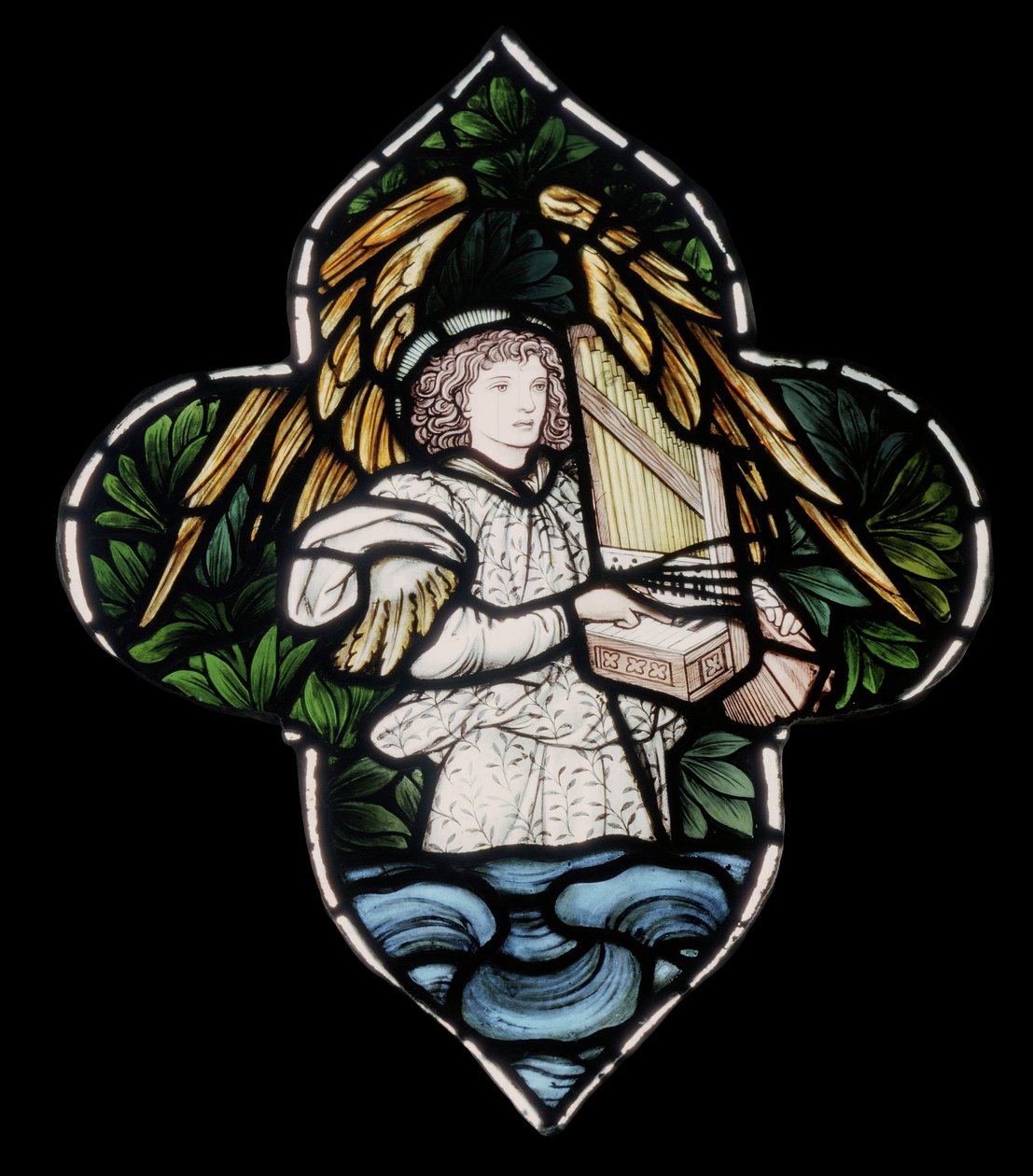Birmingham, St Martin na arena de touros, Morris & Co., Edward Burne-Jones, Anjo com órgão, 1876 de Edward Burne Jones