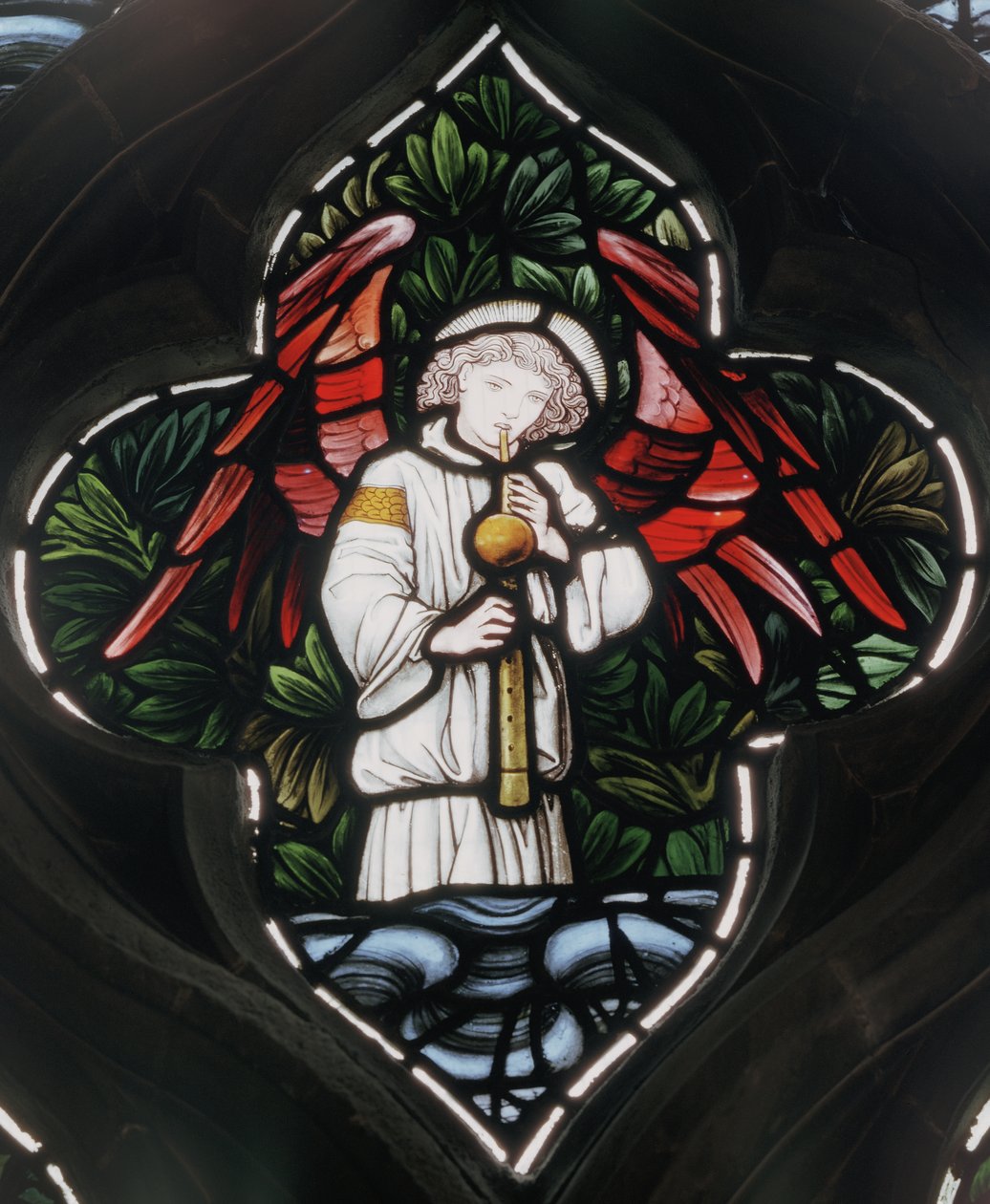 Birmingham, St Martin na arena de touros, Morris & Co., Edward Burne-Jones, Anjo com Shawm, 1876 de Edward Burne Jones