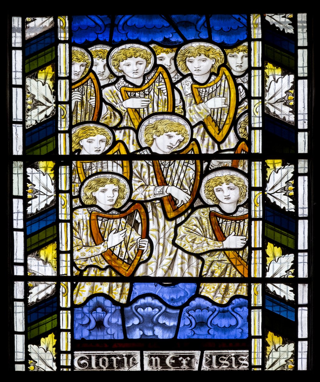 Cambridge, Todos os Santos, Morris Marshall e Faulkner & Co, Edward Burne-Jones, Gloria In Excelsis, 1866 de Edward Burne Jones