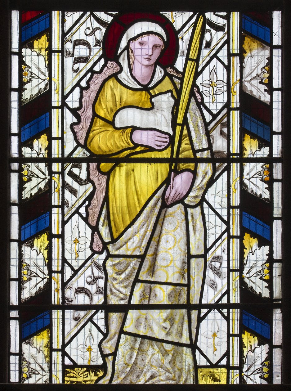 Cambridge, Todos os Santos, Morris Marshall e Faulkner & Co, Edward Burne-Jones, Santa Inês, 1866 de Edward Burne Jones