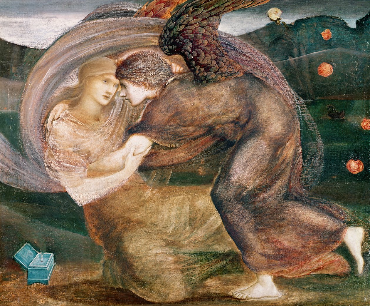 Cupido entregando Psyche (aquarela e pastel sobre papel) de Edward Burne Jones