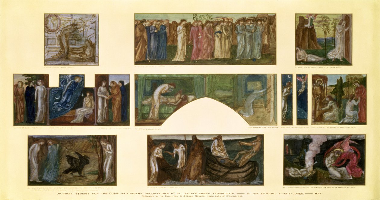 Projetos para as decorações de "Cupido e Psique" no No.1 Palace Green, Kensington, 1872 de Edward Burne Jones
