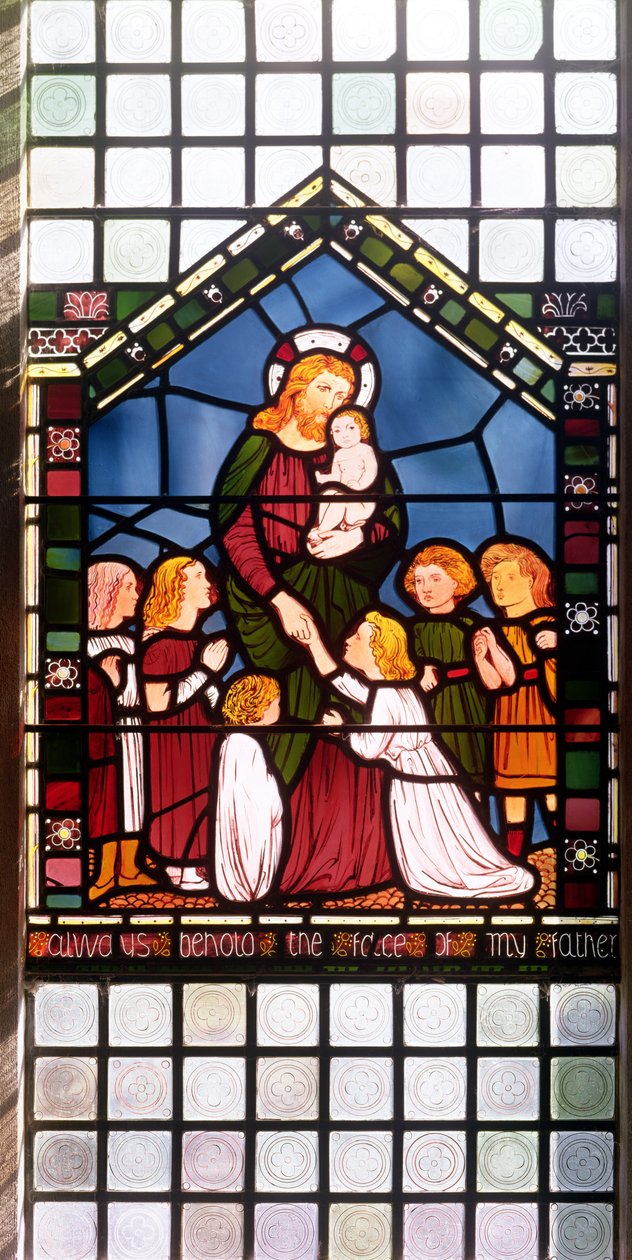 Detalhe de Cristo abençoando as crianças, 1861 detalhe de vidro manchado de 150156 de Edward Burne Jones